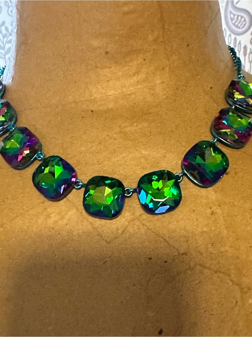 Source Unknown Green-Purple Iridescent Crystal Necklace - Women Jewelry